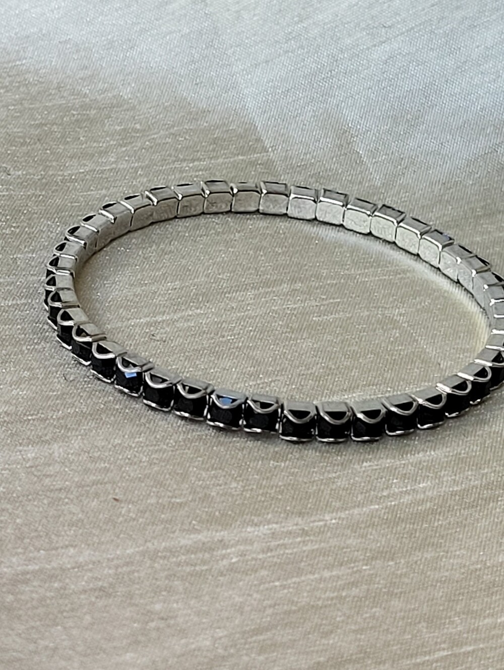 Touchstone Crystal By Swarovski Jet Black Stretch Bracelet